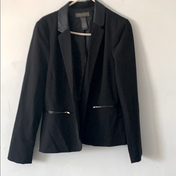 Black tailed blazer with leather standing collar